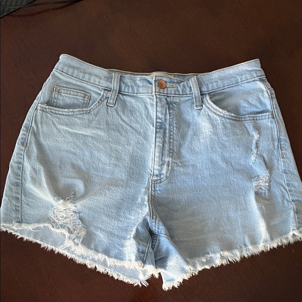 Universal Thread Light Wash Highest Rise Shortie Shorts distressed size 8R